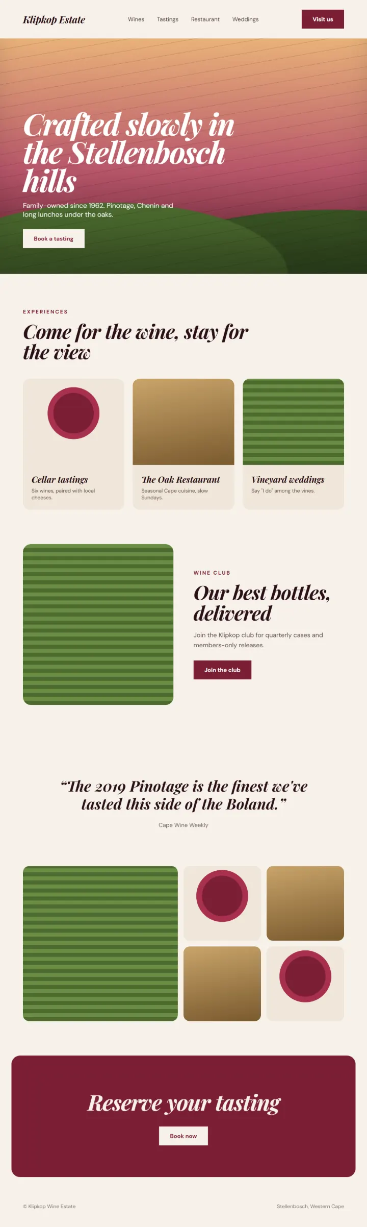 Klipkop Estate wine farm example website by The Website Oom